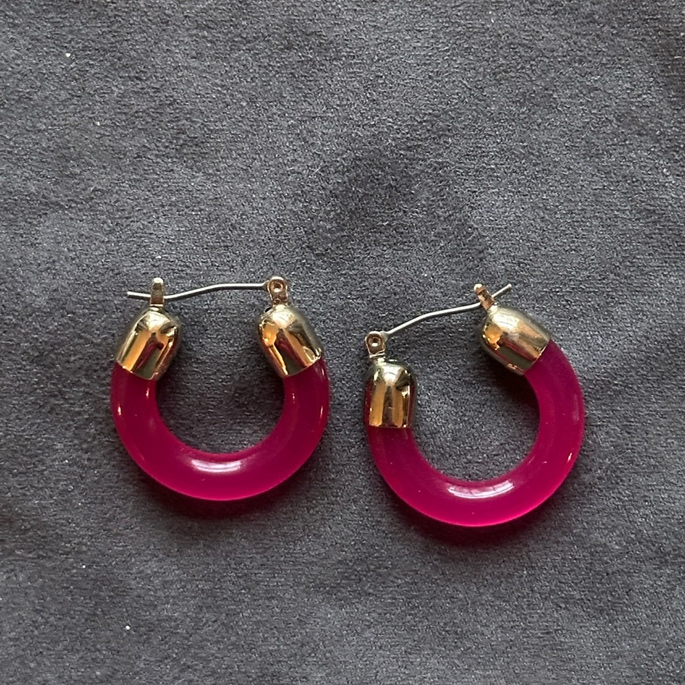 J Crew Pink and Gold Hoop Earrings